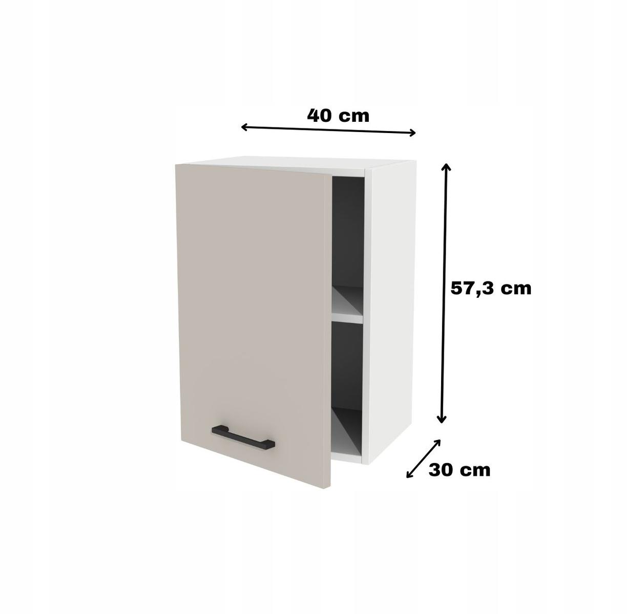 Szafka kuchenna górna wisząca 40x57x30 cm kaszmir do zestawu czarne uchwyty do kuchni nr. 2