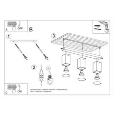 Plafon MERIDA 3 szary 16x6x45cm nowoczesna lampa GU10 do salonu  - Miniaturka zdjęcia nr 5