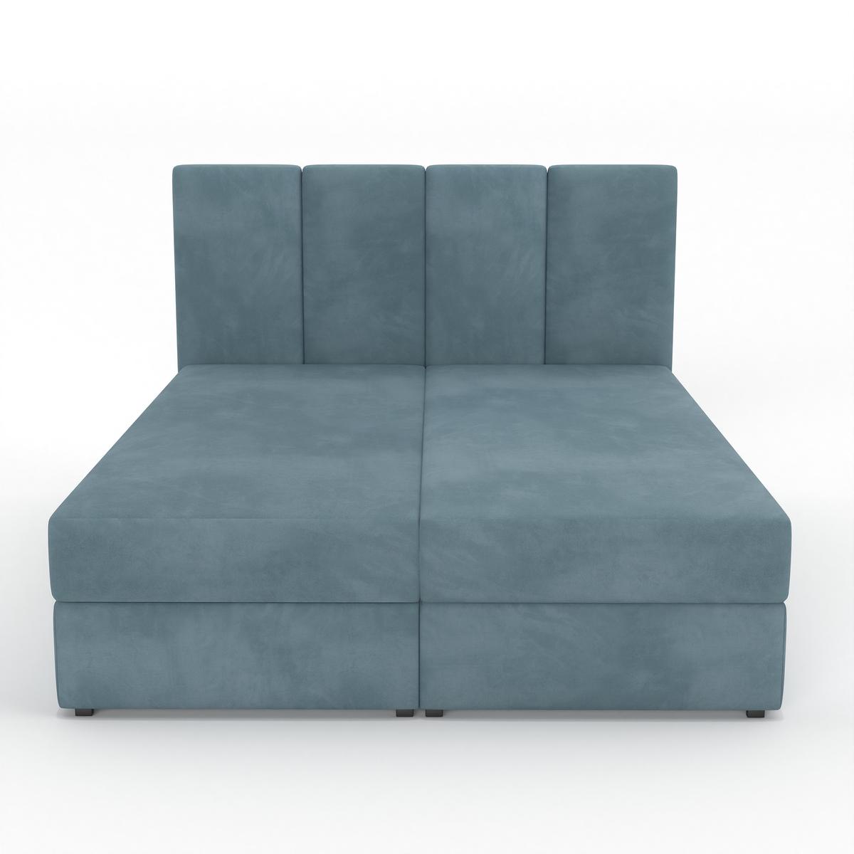 Łóżko kontynentalne 160x200x113 cm tapicerowane podwójne z materacem morskie nr. 9