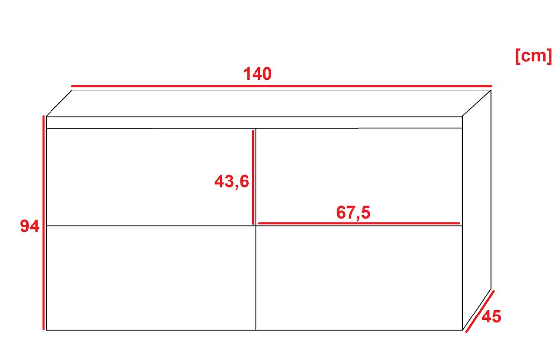 Komoda Retro 120x45x94 cm z przesuwnymi frontami biały - czarny do salonu nr. 3