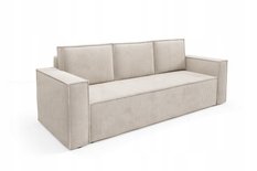 Kanapa 248x96x93 cm sofa z funkcją spania automat i pojemnik sztruks beżowa do salonu - Miniaturka zdjęcia nr 6