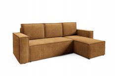 Narożnik CORDA 248x150x93 cm z funkcją spania automatem i pojemnikiem sztruks różowy do salonu - Miniaturka zdjęcia nr 9