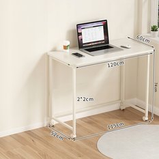 Biurko 120 cm do sypialni pokoju biura gabinetu stolik pod laptopa na kółkach biały  - Miniaturka zdjęcia nr 9