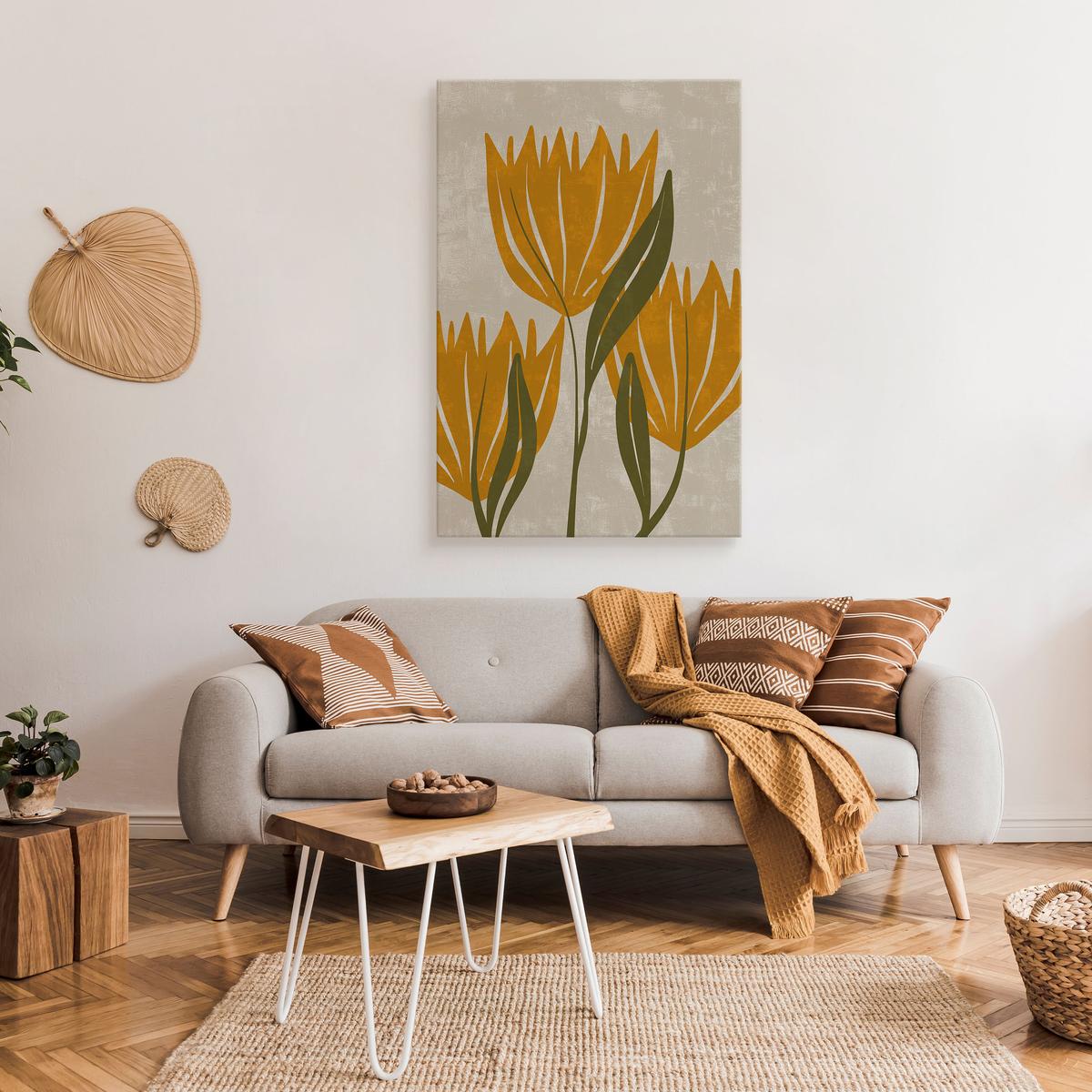 Duży Obraz Do Salonu Pomarańczowe Tulipany Rośliny Styl Boho 80x120cm nr. 3