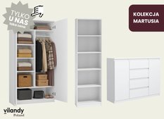 Szafa garderoba MARTUSIA 90x180x50 cm drzwi półki do przedpokoju lub pokoju biała bestseller - Miniaturka zdjęcia nr 8