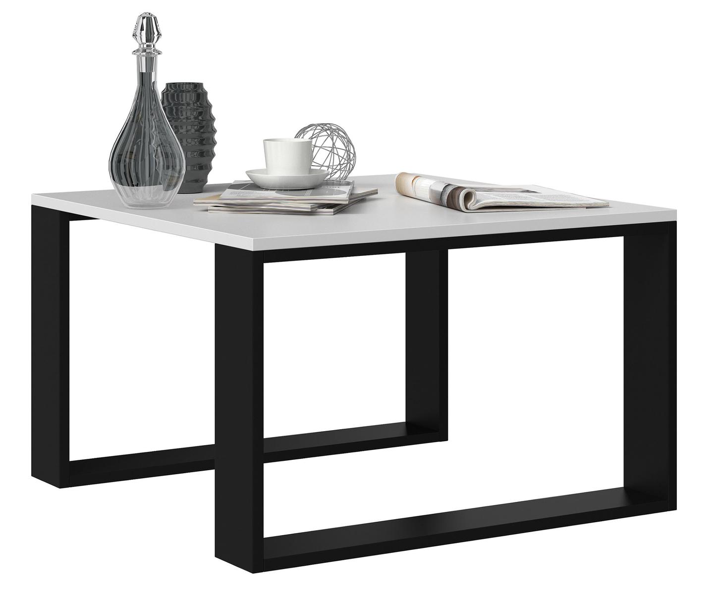 Stolik kawowy ława Loft Modern Mini 67x67x40 cm elegancki biały czarny do salonu nr. 1