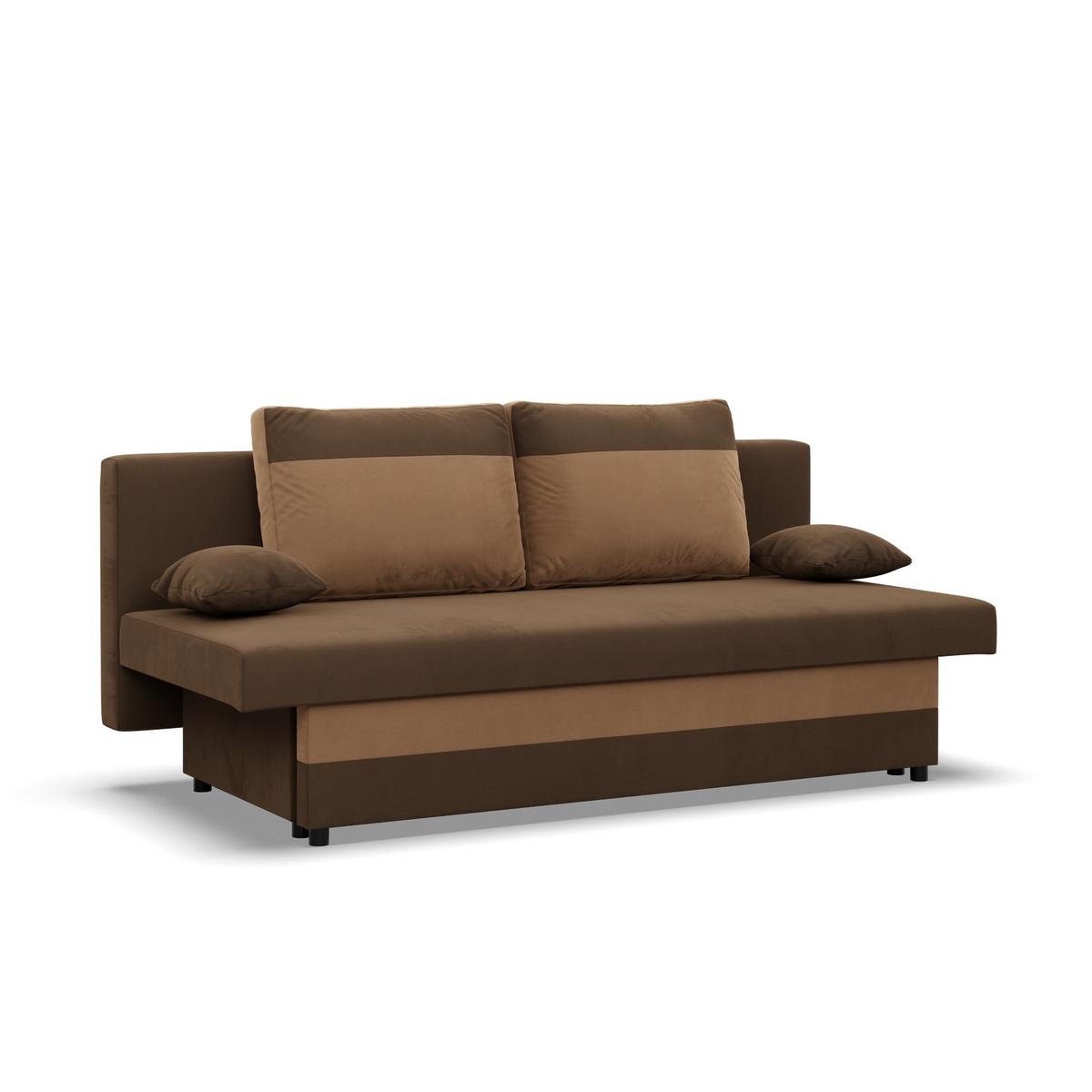 Kanapa 3-osobowa NOLA 191x92x91 cm sofa rozkładana z pojemnikiem do pokoju do salonu brązowa cappuccino 