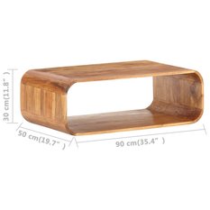  Stolik kawowy 90x50x30 cm z praktyczną półką z litego drewna akacjowego do salonu - Miniaturka zdjęcia nr 7