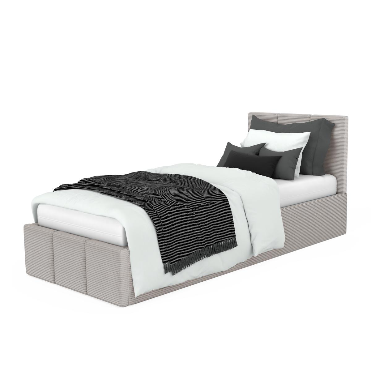 Łóżko Tapicerowane Do Sypialni 90x200cm Podwójne z Pojemnikiem Szary nr. 7