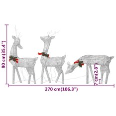 Ozdobne renifery, 6 szt., srebrne, zimne białe światło, siatka - Miniaturka zdjęcia nr 10