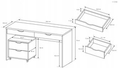 Biurko MATI 50x138x76 cm z szufladami i kontenerem do pokoju biały - Miniaturka zdjęcia nr 4