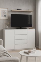 Komoda 120 cm MARTUSIA 101x120x39 cm z 2 drzwiami i 4 szufladami biała do salonu i sypialni pojemna - Miniaturka zdjęcia nr 3