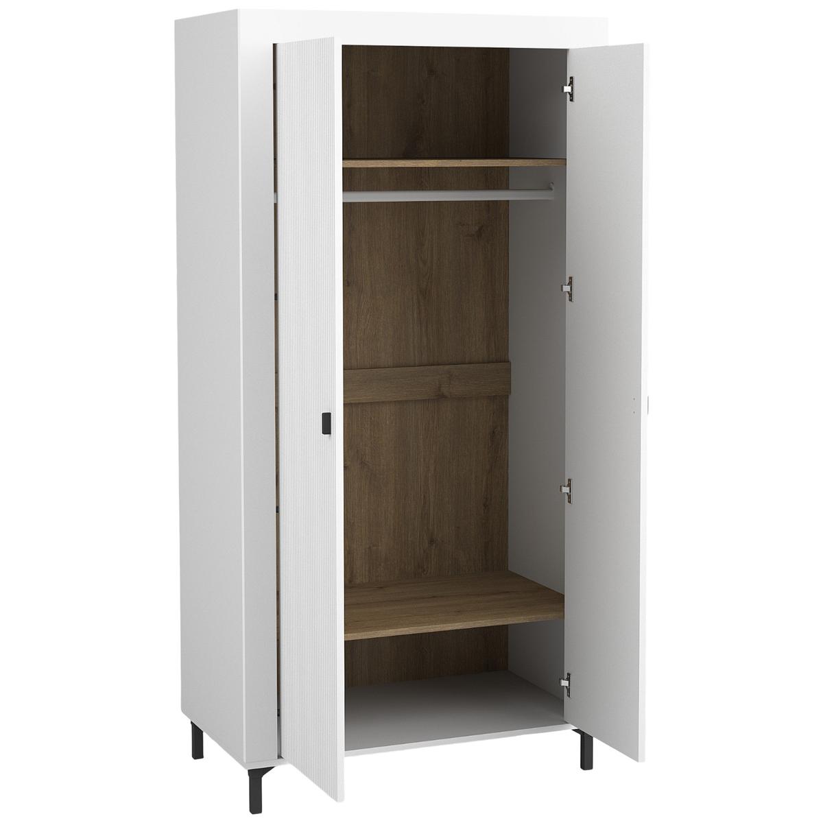 Szafa 96,9x56x193,6 cm  Mossa  dwudrzwiowa biała do sypialni i pokoju nr. 2