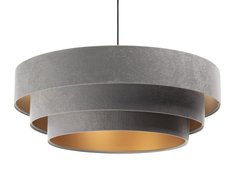 Lampa wisząca TRINITI nowoczesna z tkaniny welurowej szaro złota do salonu  - Miniaturka zdjęcia nr 4