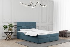 Łóżko ALMA 180x200cm z funkcją przechowywania i materacem do sypialni jasnoniebieski