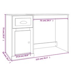 Biurko 115x50x75 cm z szufladą i szafką przydymiony dąb do biura lub gabinetu - Miniaturka zdjęcia nr 10