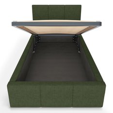 Łóżko Pojedyncze 90x200cm łóżko tapicerowane z pojemnikiem khaki do sypialni wezgłowie 110 cm - Miniaturka zdjęcia nr 9