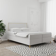 Łóżko GOLDEN 160x200 cm z funkcją przechowywania i materacem do sypialni białe