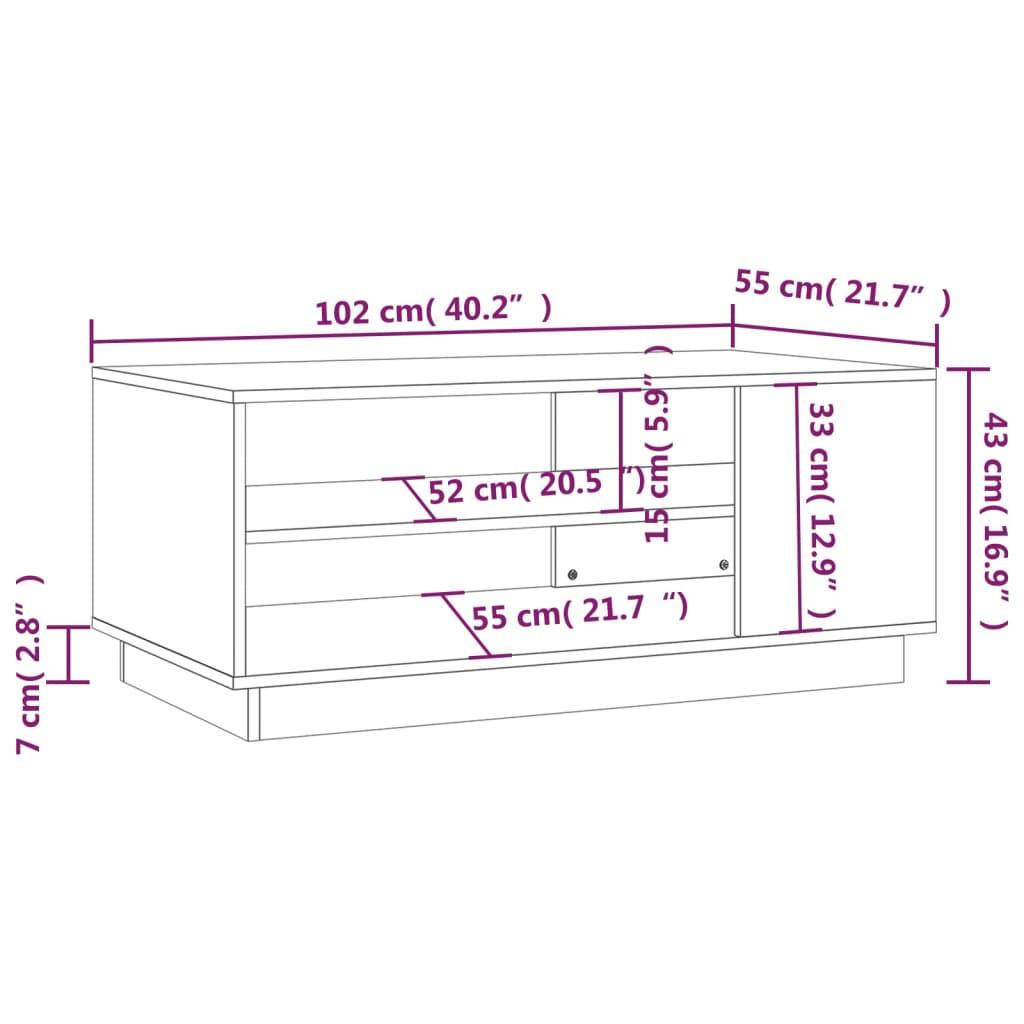 Stolik kawowy 102x55x43 cm z przestronnymi półkami biały z płyty wiórowej do salonu nr. 7