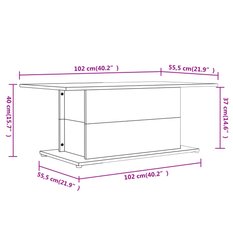 Stolik kawowy 102x55,5x40 cm z płyty wiórowej brązowy dąb do salonu - Miniaturka zdjęcia nr 7