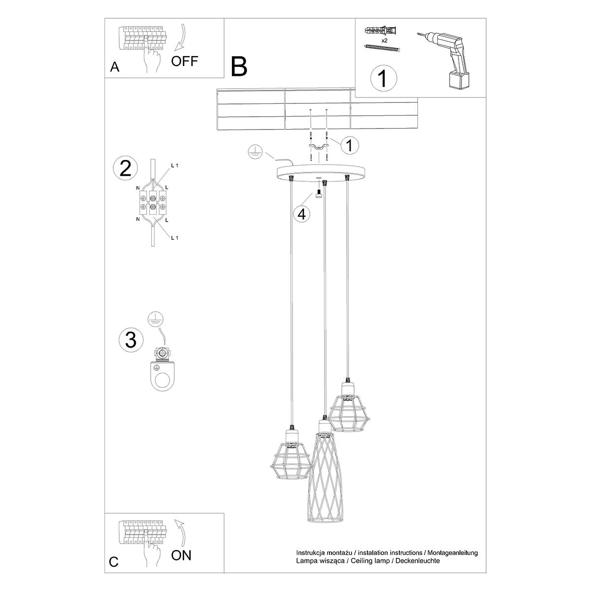 Lampa wisząca SUBA 3P czarna 120x38x38cm nowoczesna E14 do salonu nr. 6