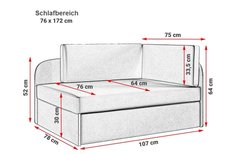 Kanapa WINNIE 107x64x78 cm rozkładana z funkcją spania i skrzynią do pokoju dziecka czarny - Miniaturka zdjęcia nr 4