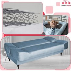 Wersalka SARA 200x95 cm błękitna rozkładana kanapa z pojemnikiem sofa do salonu Monolith - Miniaturka zdjęcia nr 5