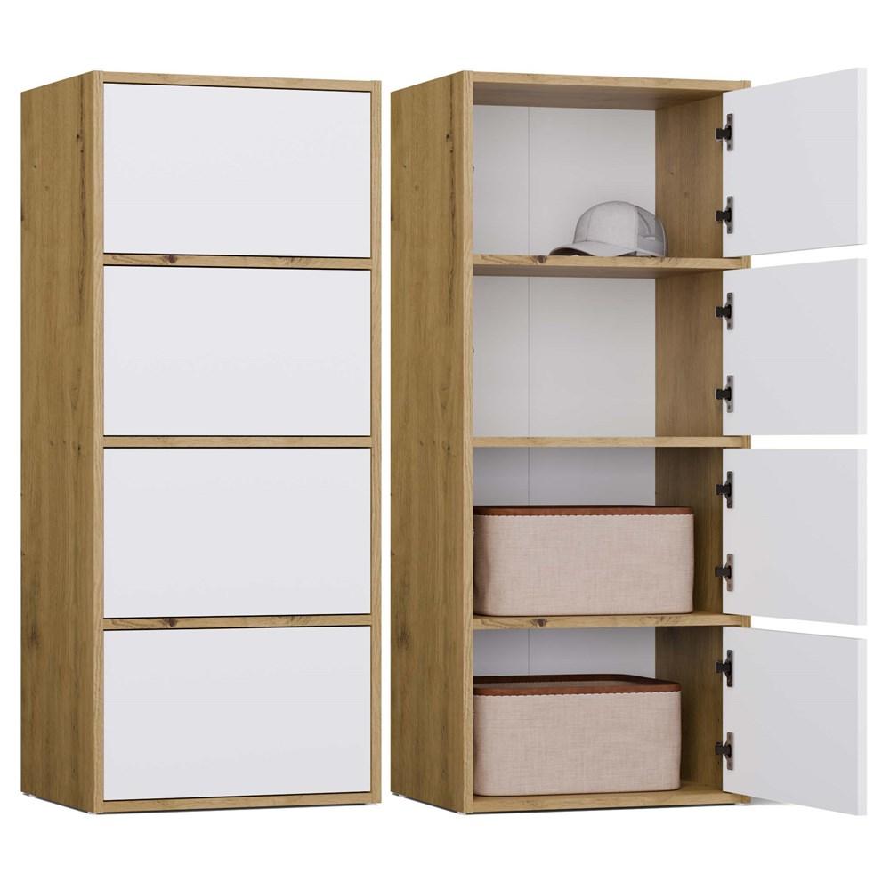 Komoda ALMA 119x50x40 cm do przedpokoju front biel korpus dąb artisan