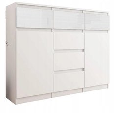 Komoda MODERN 120x40 cm biała tekstura szafki i szuflady zabudowane do sypialni salonu 