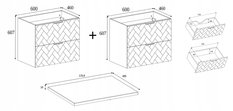 Szafka łazienkowa TREND 120 cm z blatem czarny biały - Miniaturka zdjęcia nr 15