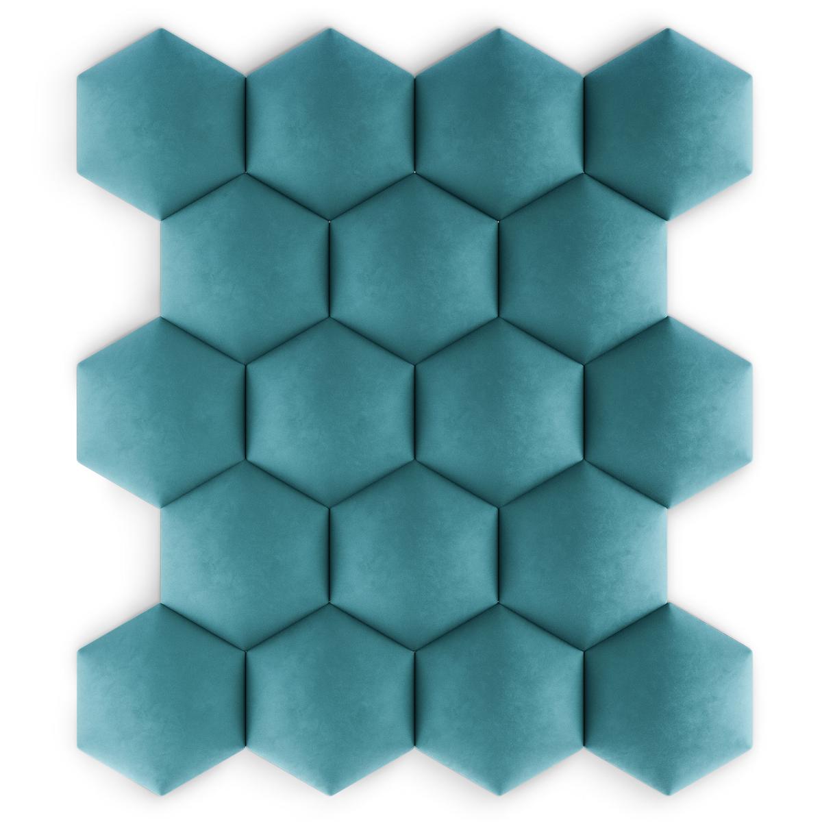 Panele tapicerowane 26x30 cm hexagon magic velvet morski nr. 7