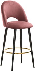 Krzesło barowe hoker z aksamitu Rachel róż