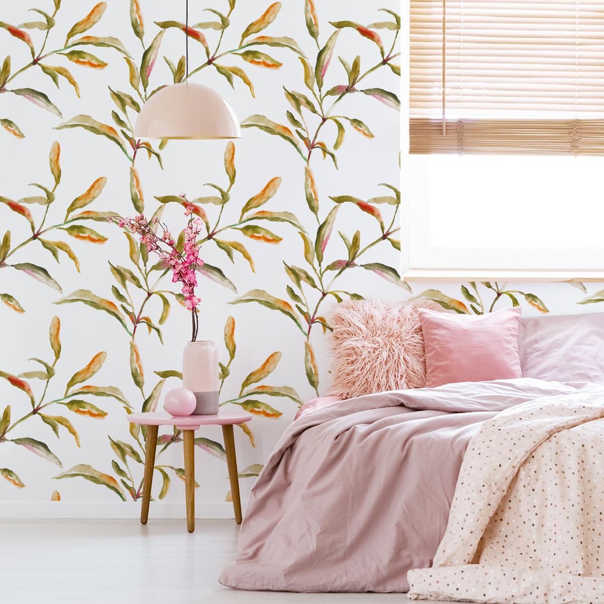 Tapeta Do Jadalni LIŚCIE Akwarela Liście Rośliny nr. 6