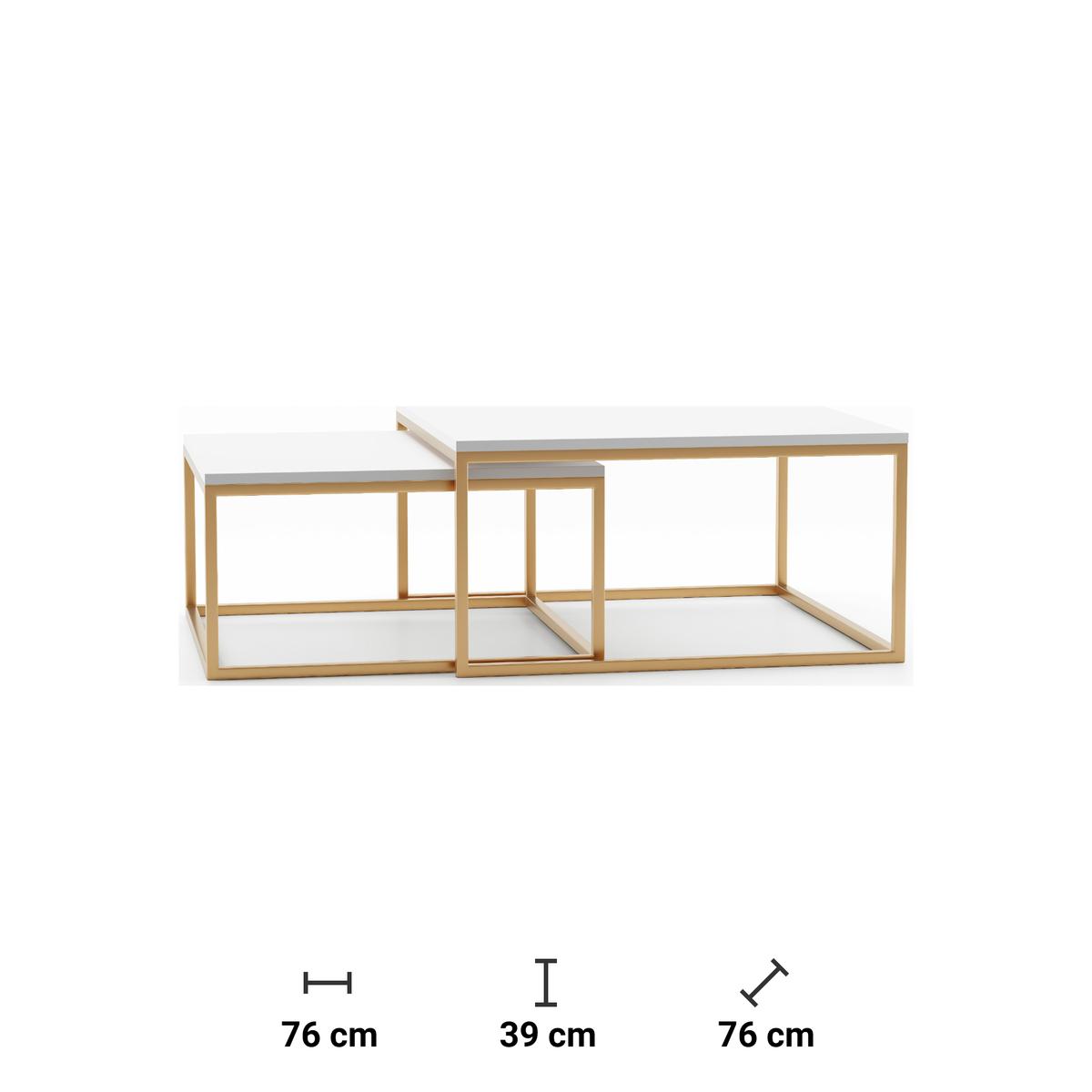 Stolik kawowy 76x76x39 cm Lignum złoty arctic white do salonu nr. 3