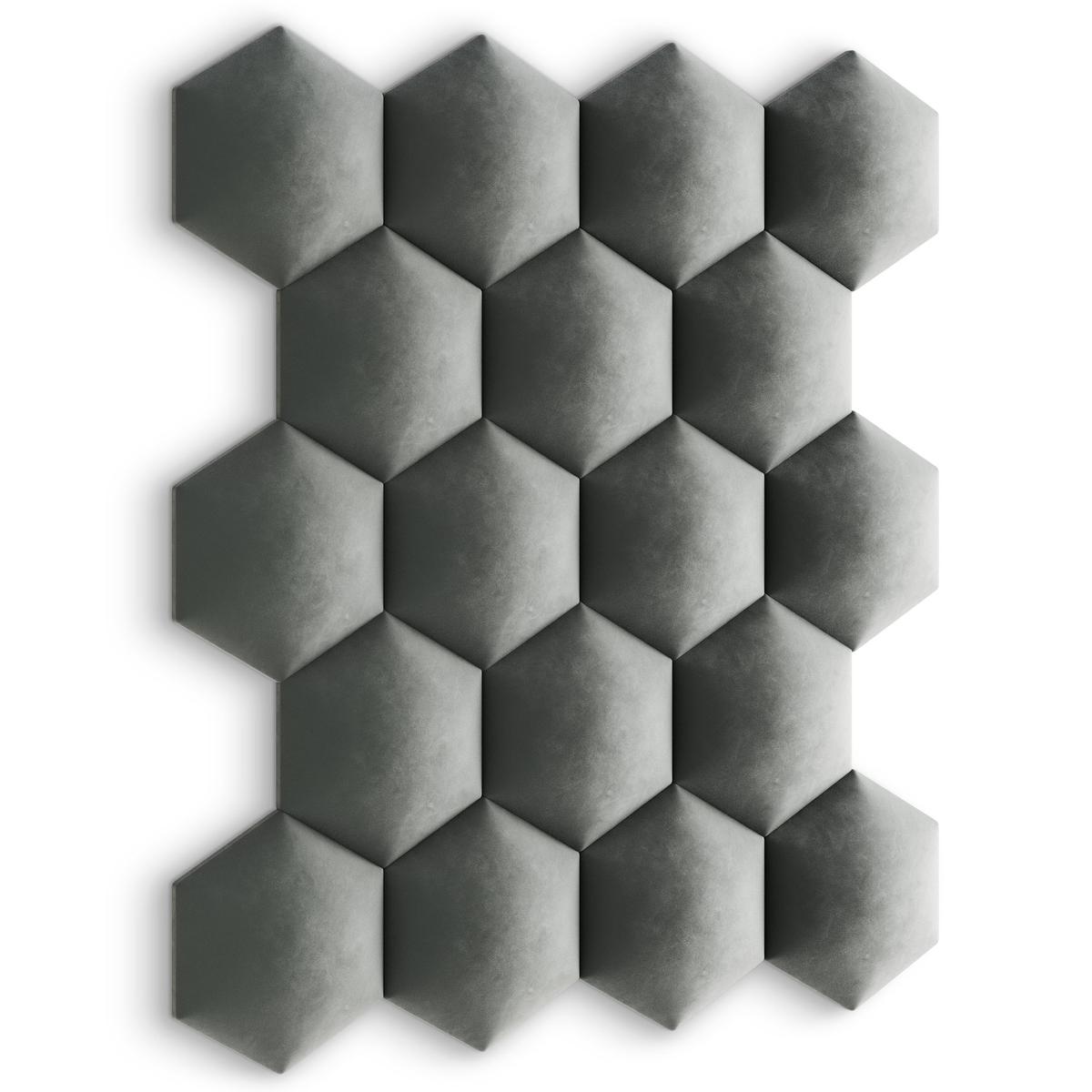 Panele tapicerowane 35x40 cm hexagon magic velvet szary nr. 6