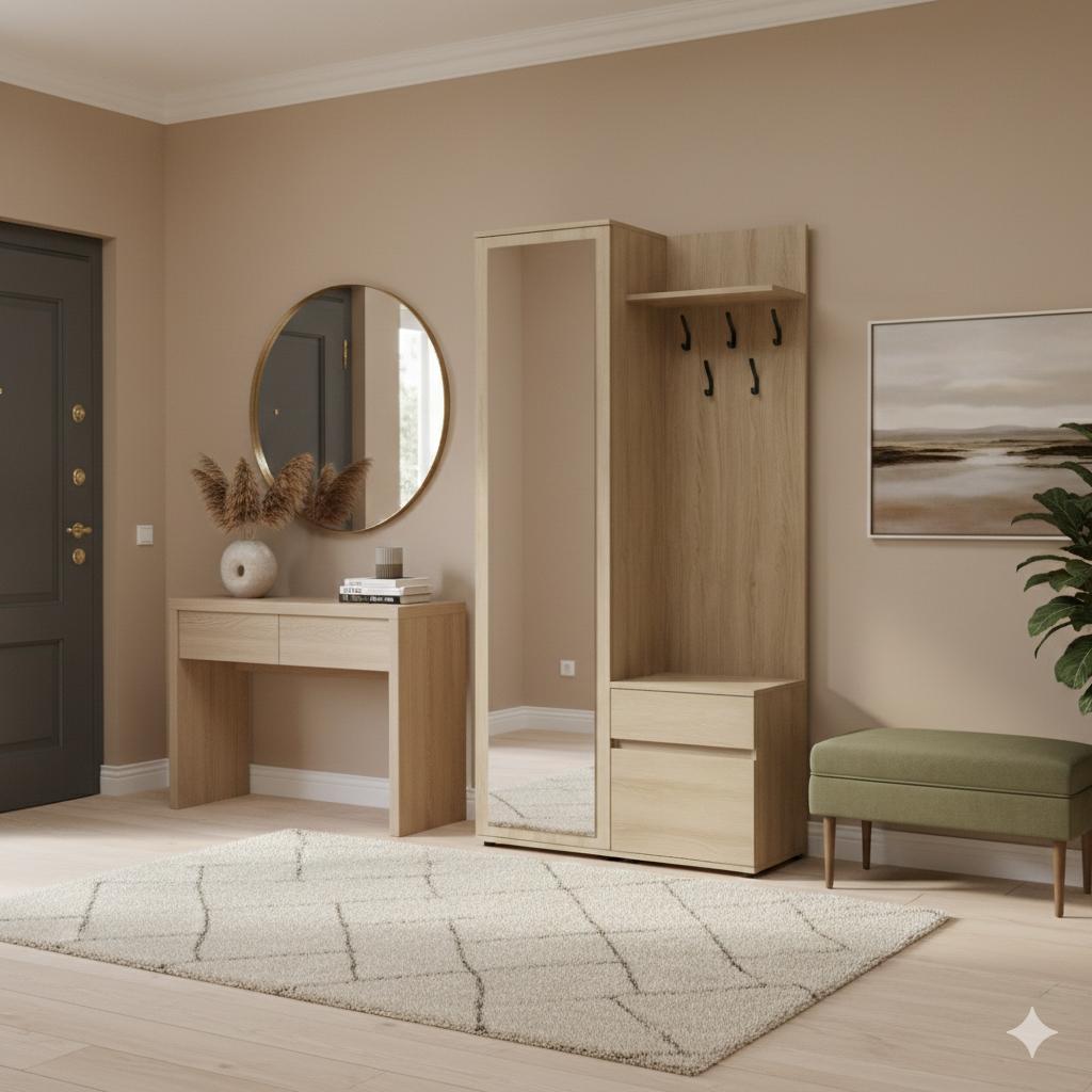 Garderoba do przedpokoju DUO 180x95x35 cm z lustrem wieszakami szafka na buty dąb sonoma  nr. 2