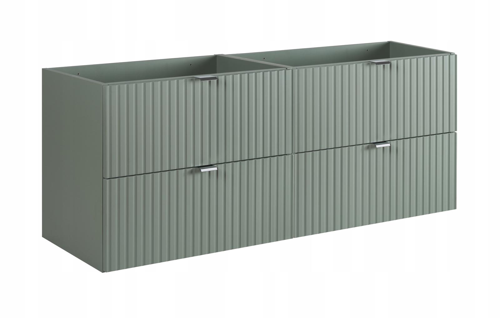 Szafka pod umywalkę Line Reed Green 160x57x39 cm zielona blat dąb ryflowane 4 szuflady MDF do łazienki nr. 5