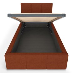 Łóżko Pojedyncze 90x200cm łóżko tapicerowane z pojemnikiem miodowe do sypialni wezgłowie 100 cm - Miniaturka zdjęcia nr 9