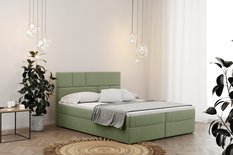 Łóżko BALI 140x200 cm z funkcją przechowywania i materacem do sypialni jasnozielone