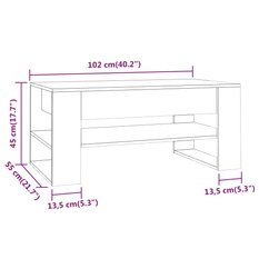 Stolik kawowy 102x55x45 cm z dolną półką czarny do salonu - Miniaturka zdjęcia nr 7