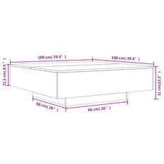 Stolik kawowy 100x100x31 cm stabilny biały do salonu - Miniaturka zdjęcia nr 10