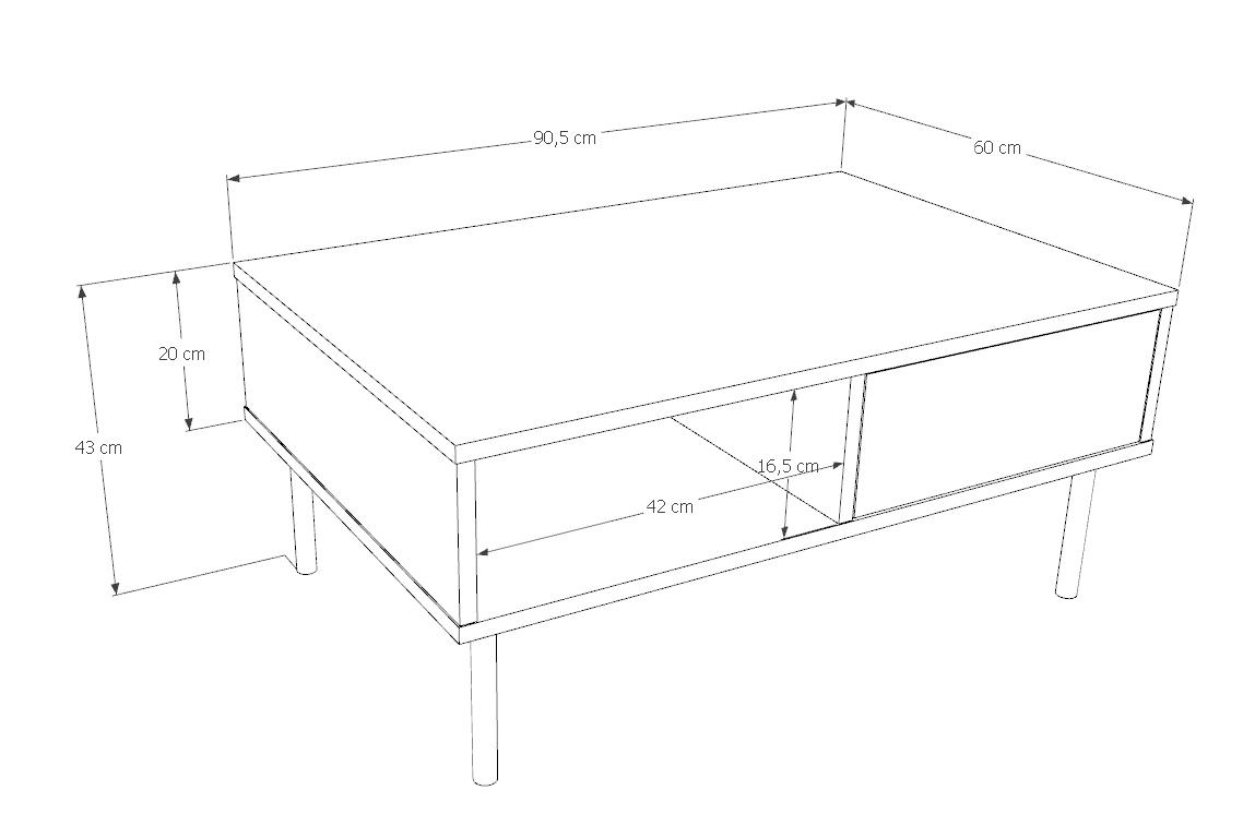 Stolik kawowy NOMI 90x60x43 cm do salonu biura czarne nogi biały nr. 3