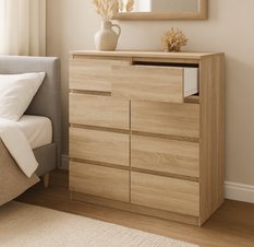 Komoda MARTUSIA 100x97x40 cm z szufladami 8 szuflad do pokoju dziecka dąb sonoma - Miniaturka zdjęcia nr 1