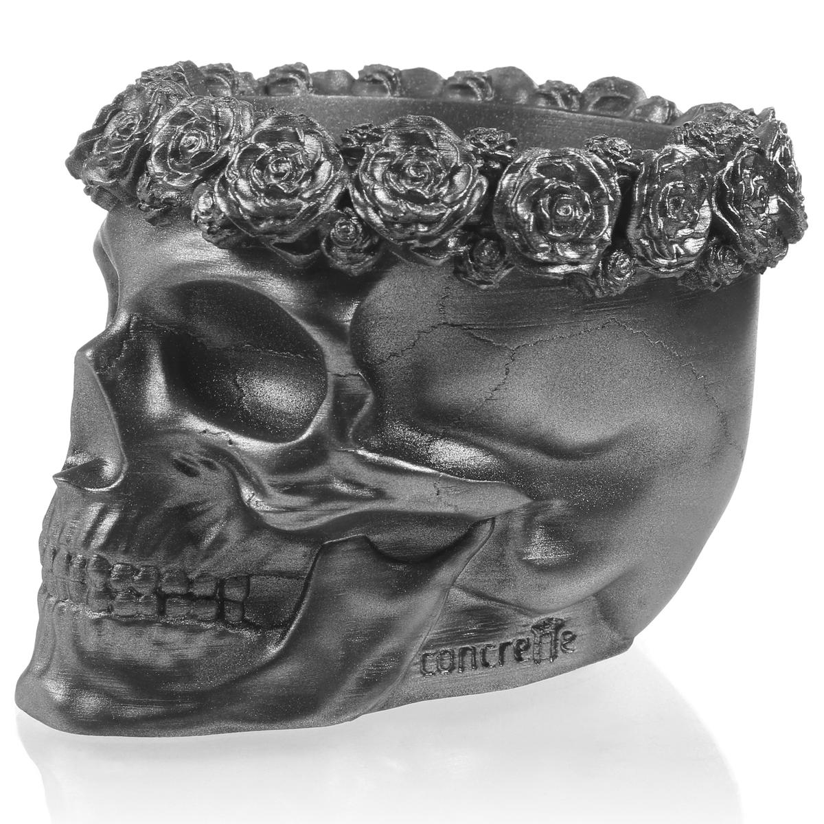 Donica Skull Flowers Steel Poli  11 cm