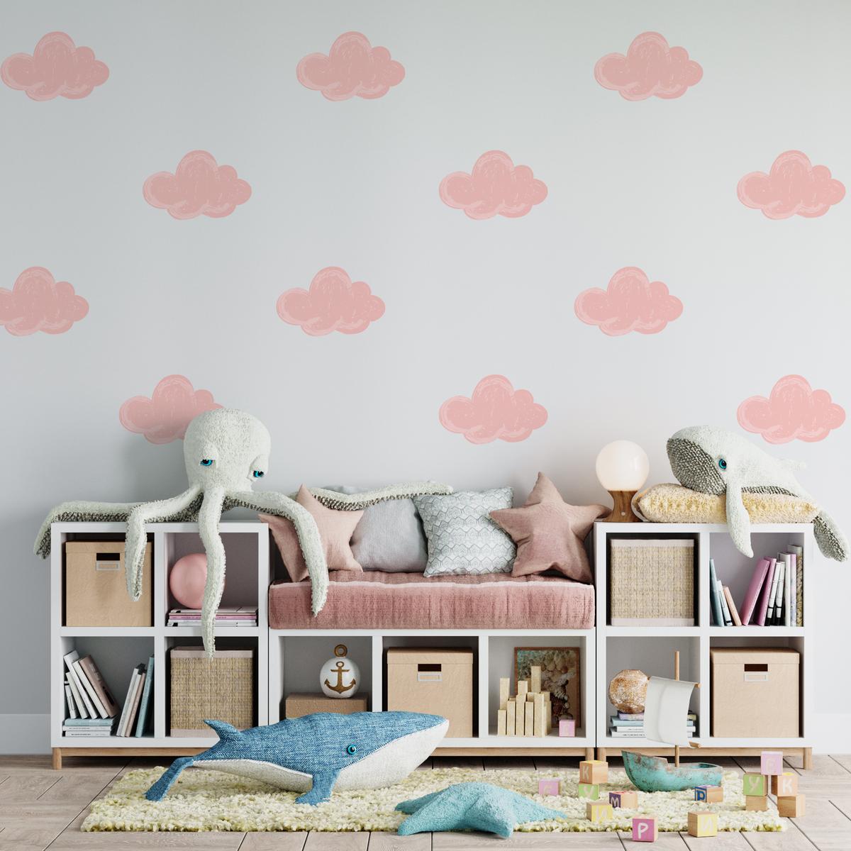 NAKLEJKA NA ŚCIANĘ DO POKOJU DZIECKA 120x60 RÓŻOWE CHMURKI nr. 4