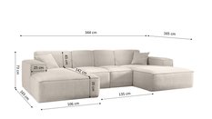 Sofa U SIENA LARGE 344x73x165 cm w kształcie U bez funkcji spania do salonu ciemnoszara - Miniaturka zdjęcia nr 3