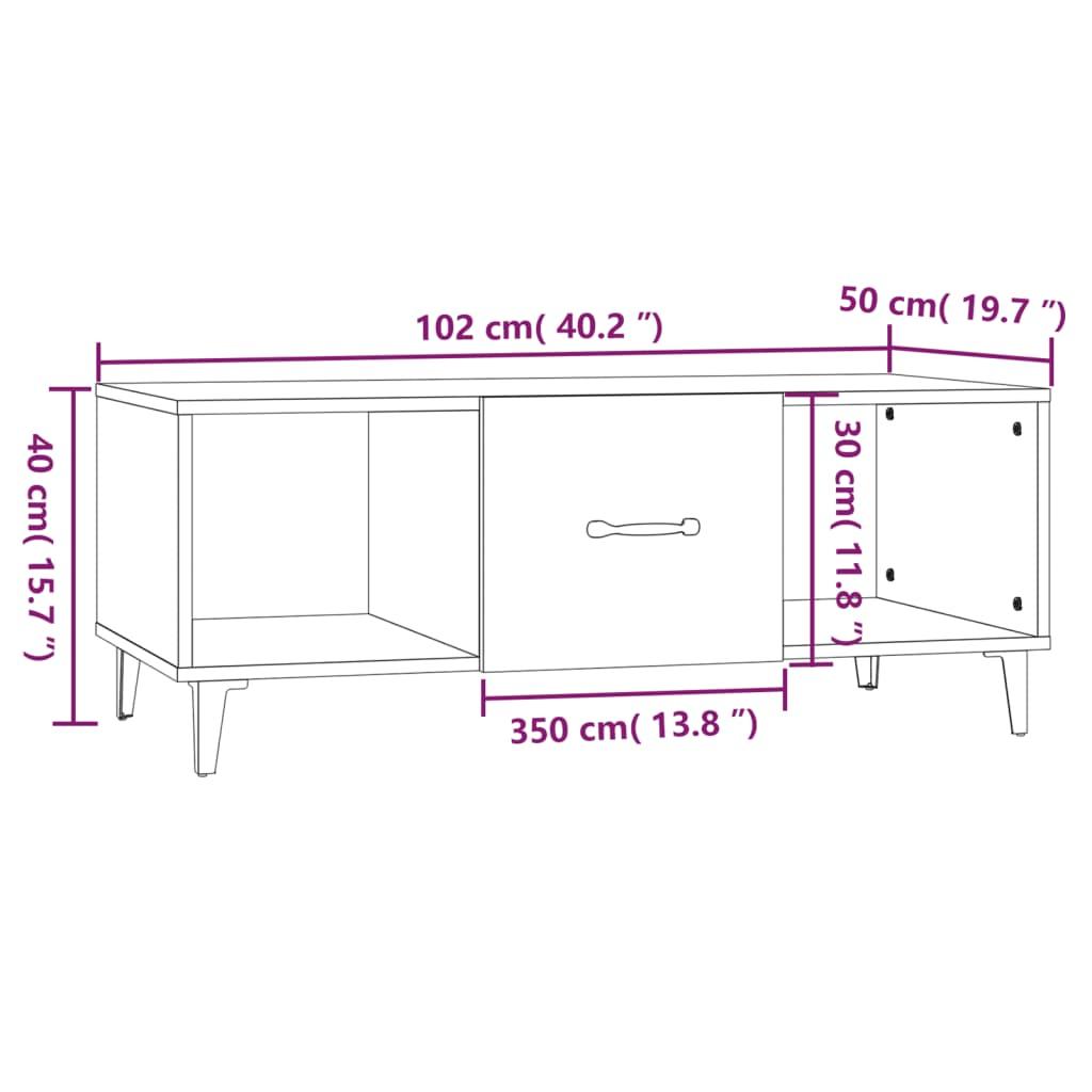 Stolik kawowy 102x50x40 cm z praktyczną szufladą i 2 przegrodami przydymiony dąb do salonu nr. 8