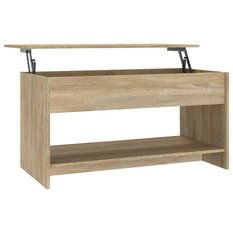 Stolik kawowy 102x50x52,5 cm z ukrytym schowkiem pod rozkładanym blatem dąb sonoma do salonu - Miniaturka zdjęcia nr 4