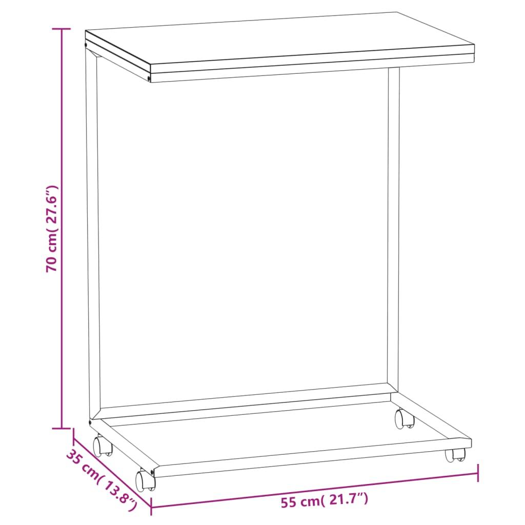 Stolik kawowy 55x35x70 cm boczny na metalowej ramie biały do salonu nr. 6