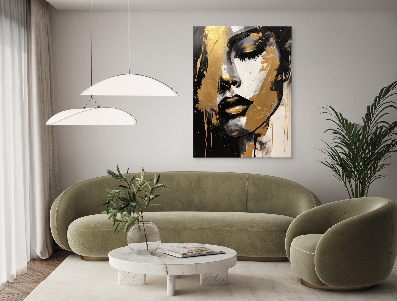 Obraz Do Salonu ZŁOTY Portret Kobieca Twarz Styl Glamour Abstrakcja 80x120cm nr. 9